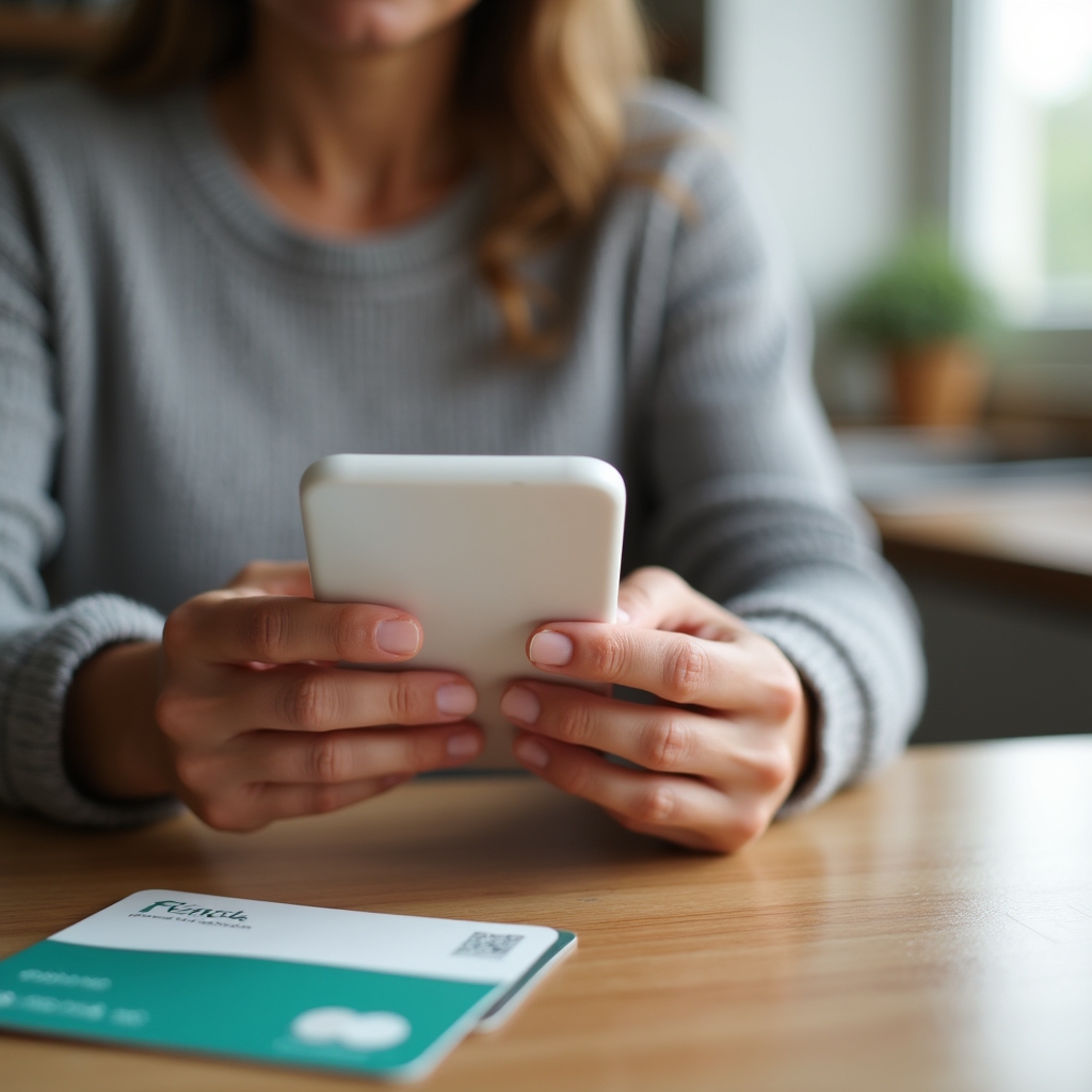 Person at home using a smartphone to check a gift card balance